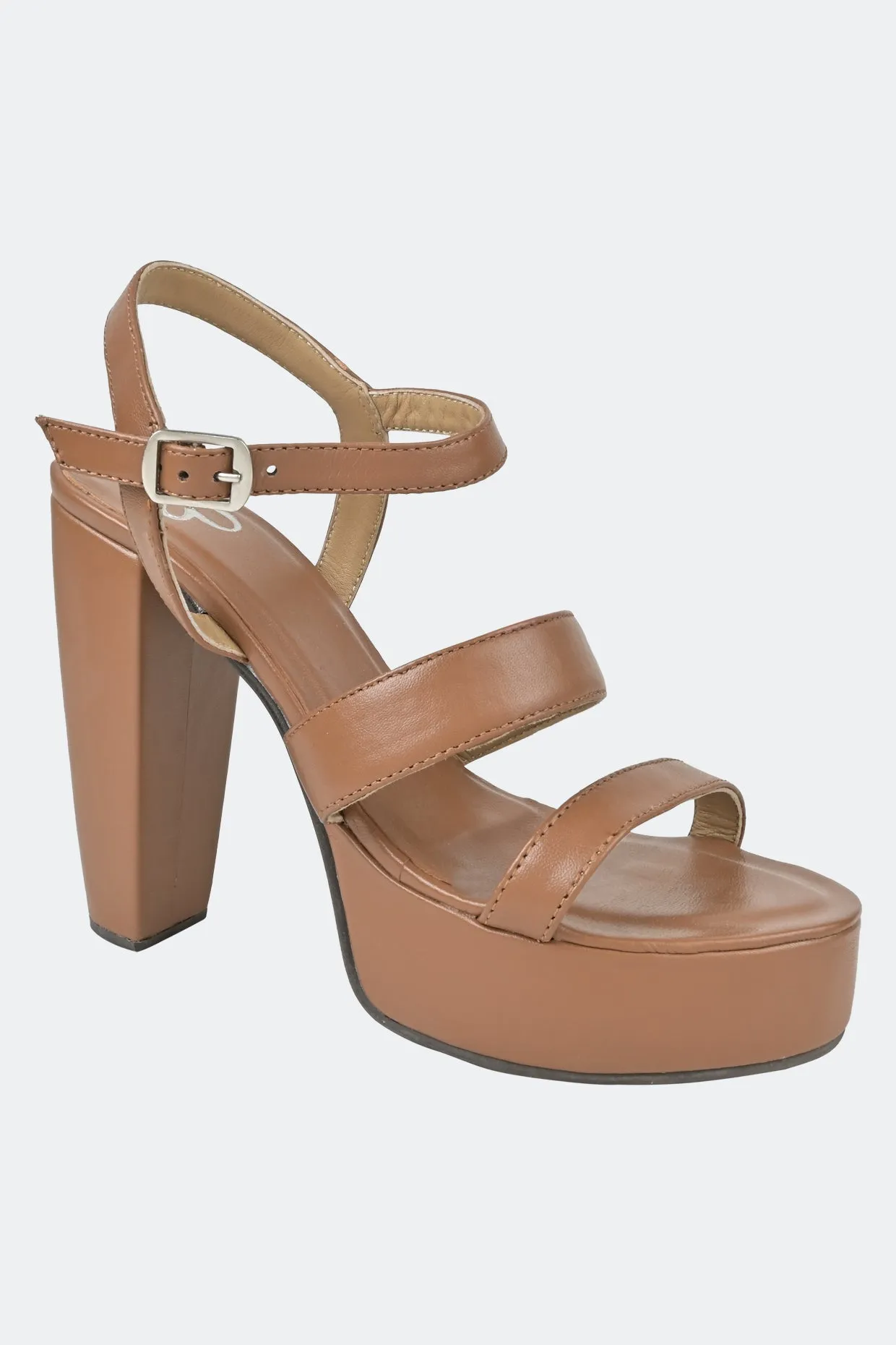 Tan Strappy Platforms For Women