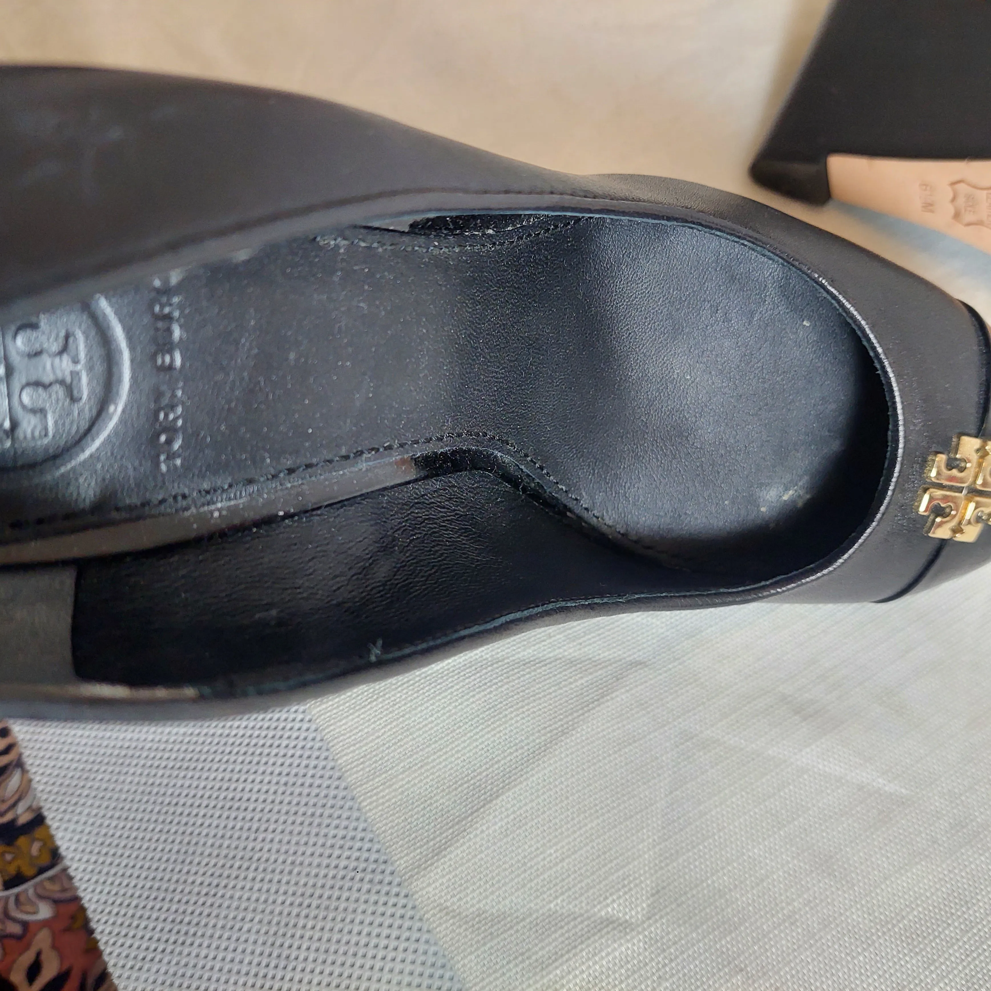 Tory Burch Black Leather Toe Cap Wedges | Pre loved |