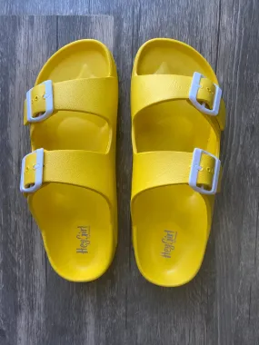 {YELLOW} WATERSLIDE Double Buckle Slide Sandals