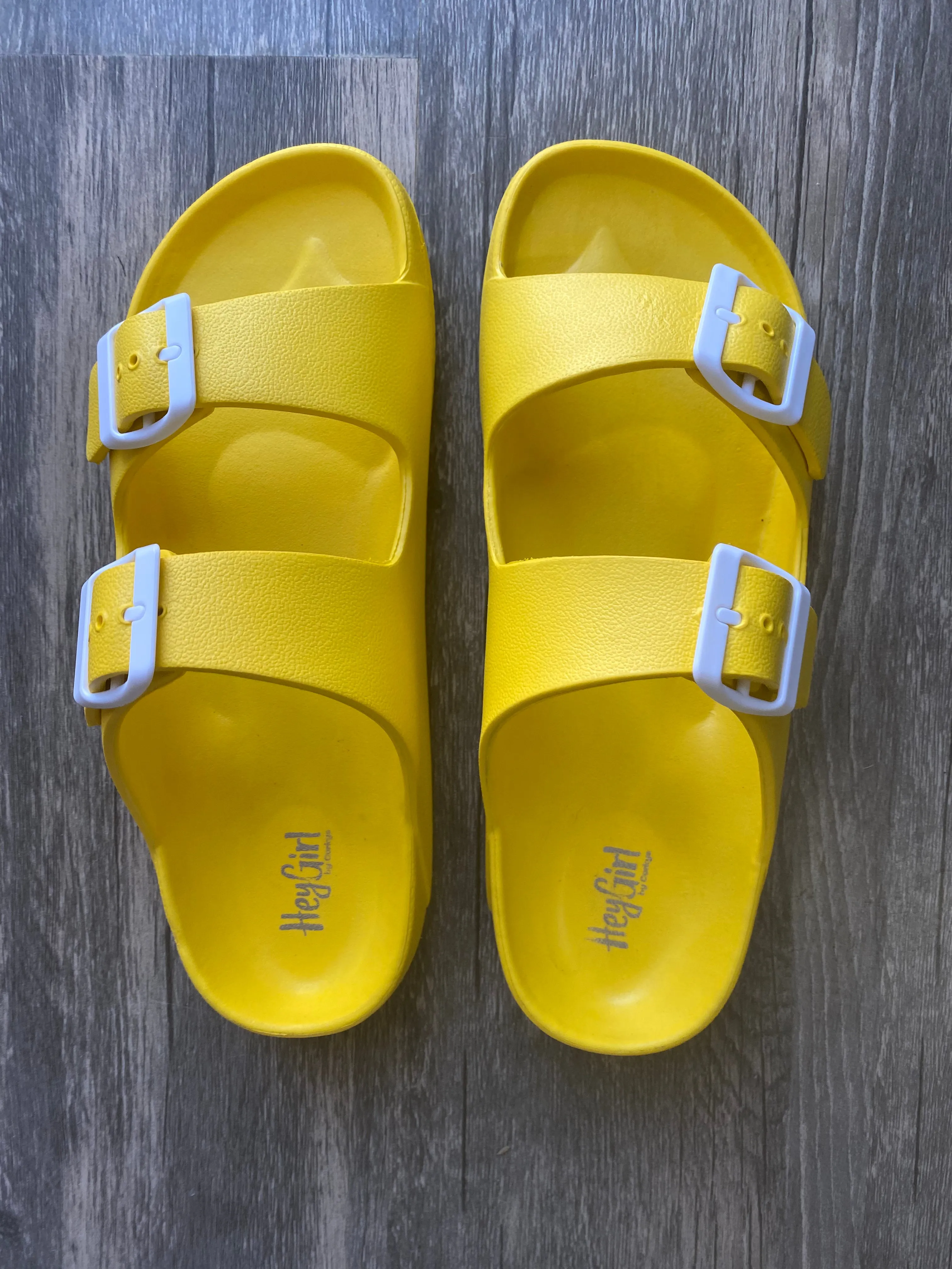 {YELLOW} WATERSLIDE Double Buckle Slide Sandals